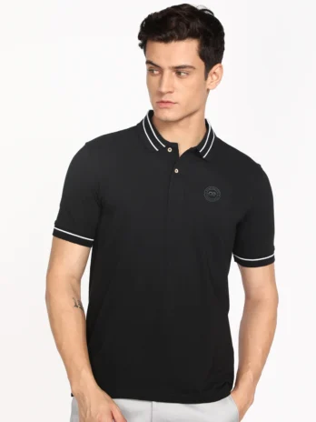 PETER ENGLAND Men Solid Polo Neck Polycotton T-Shirt