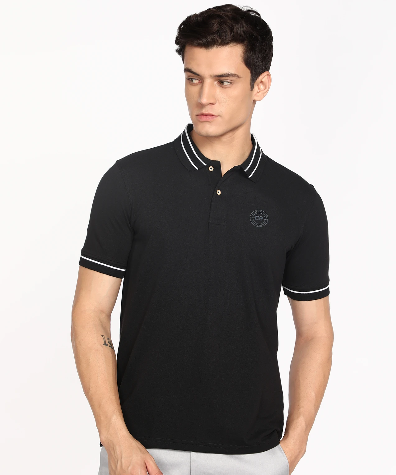 PETER ENGLAND Men Solid Polo Neck Polycotton T-Shirt