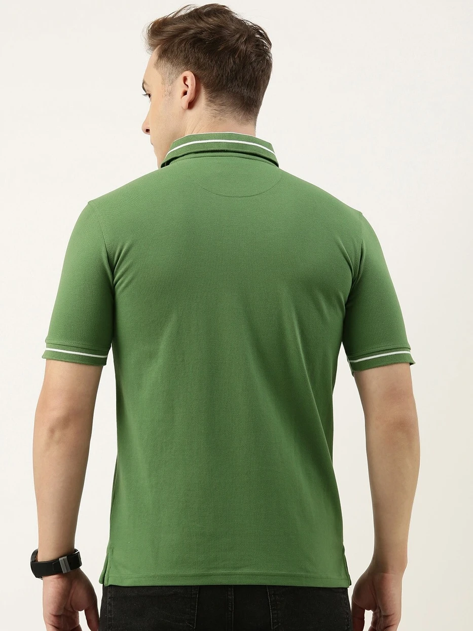PETER ENGLAND Men Solid Polo Neck Polycotton T-Shirt
